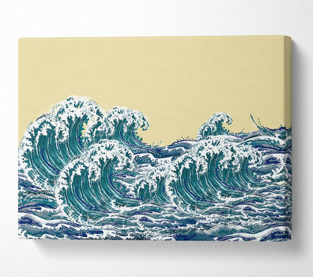 Picture of Waves On Yellow Canvas Print Wall Art