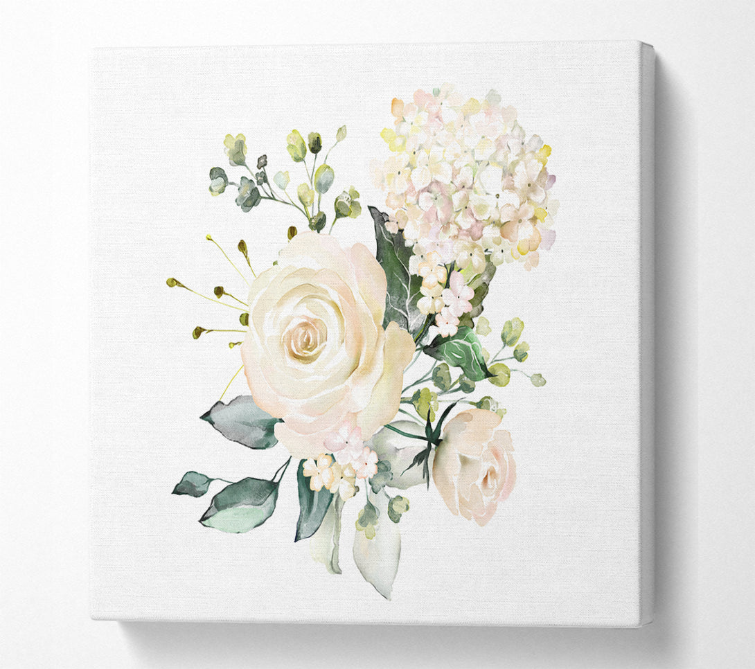 A Square Canvas Print Showing Light Pink Roses Display Square Wall Art