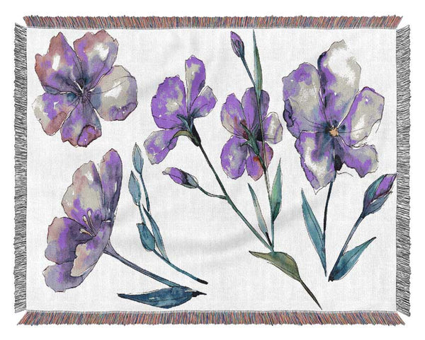 Purple Crocus Flowers Woven Blanket