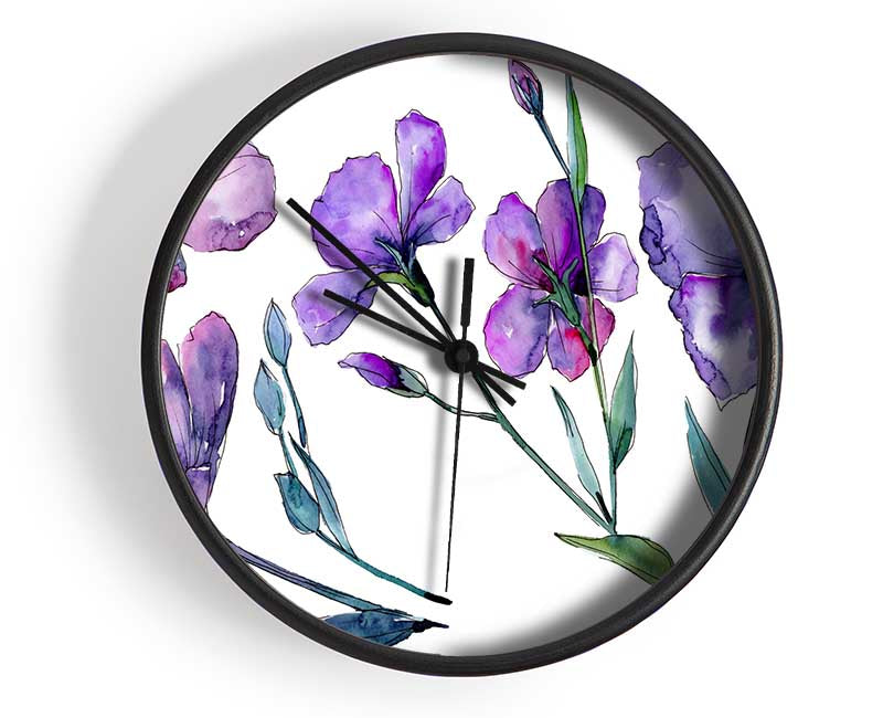 Purple Crocus Flowers Clock - Wallart-Direct UK