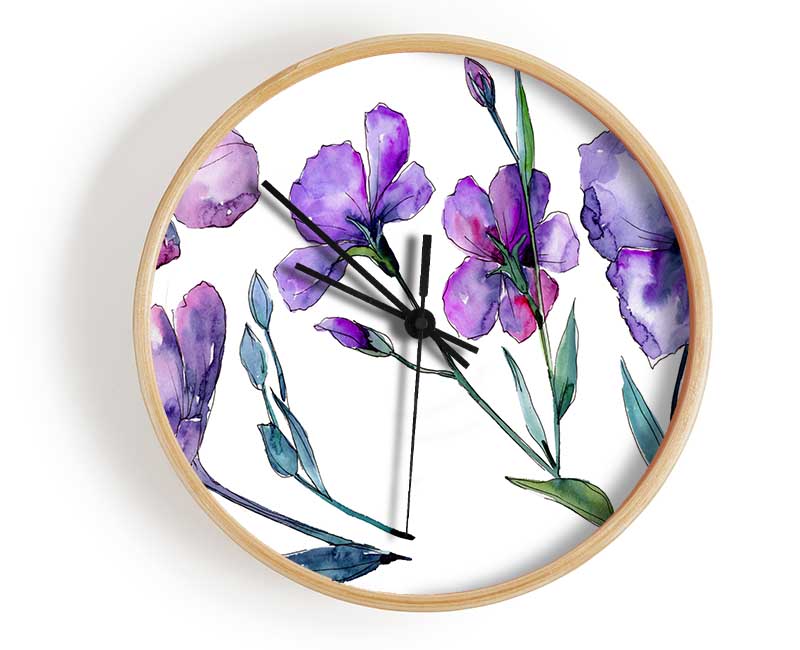 Purple Crocus Flowers Clock - Wallart-Direct UK