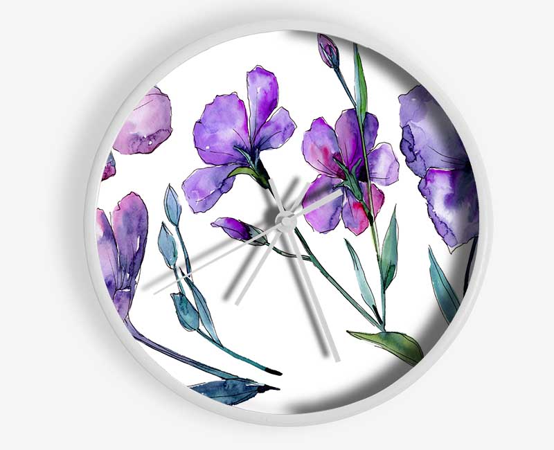 Purple Crocus Flowers Clock - Wallart-Direct UK