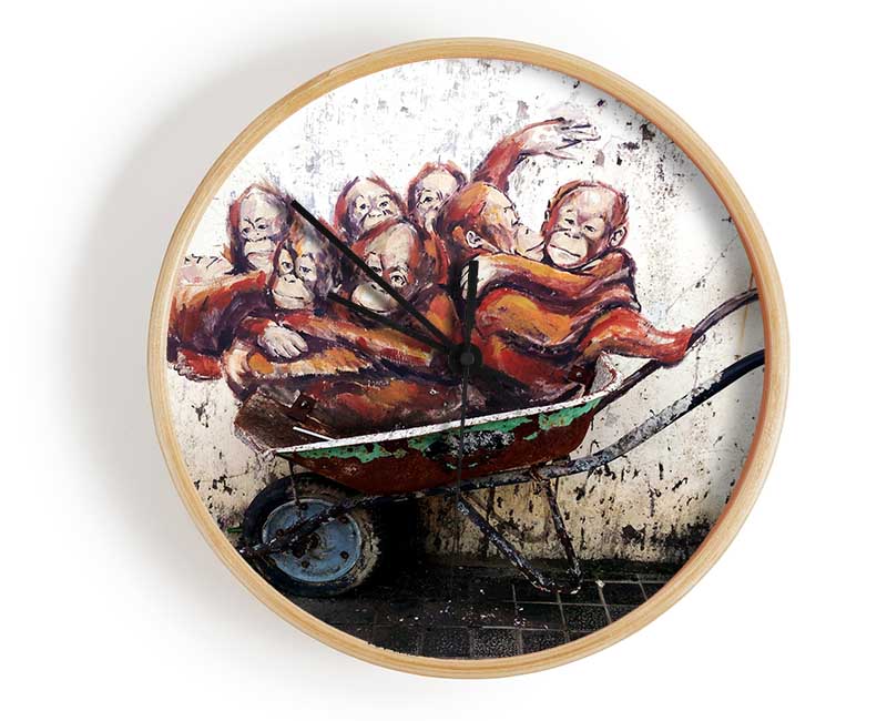 Orangutans In A Wheelbarrow Clock - Wallart-Direct UK