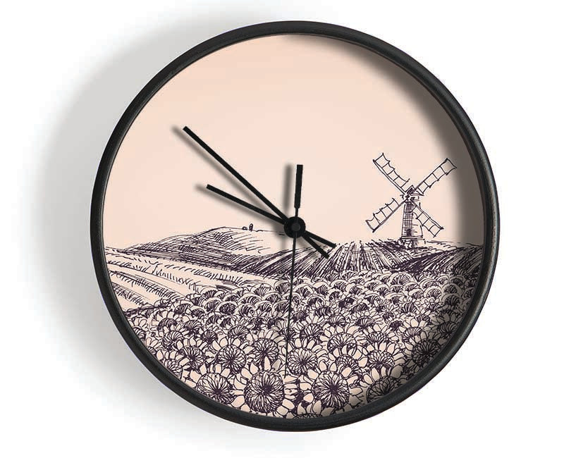 Sunflower Windmill Clock - Wallart-Direct UK