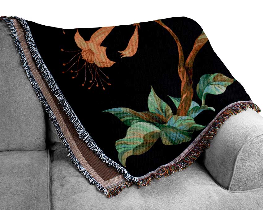 Trumpet Flower Hummingbird Woven Blanket