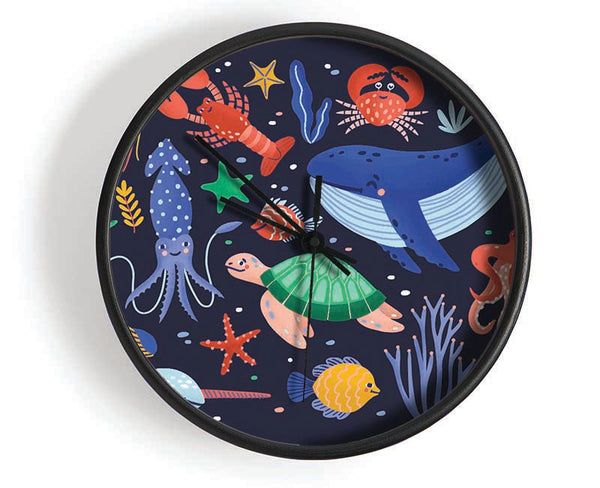 Creatures Of The Sea Childrens Clock - Wallart-Direct UK