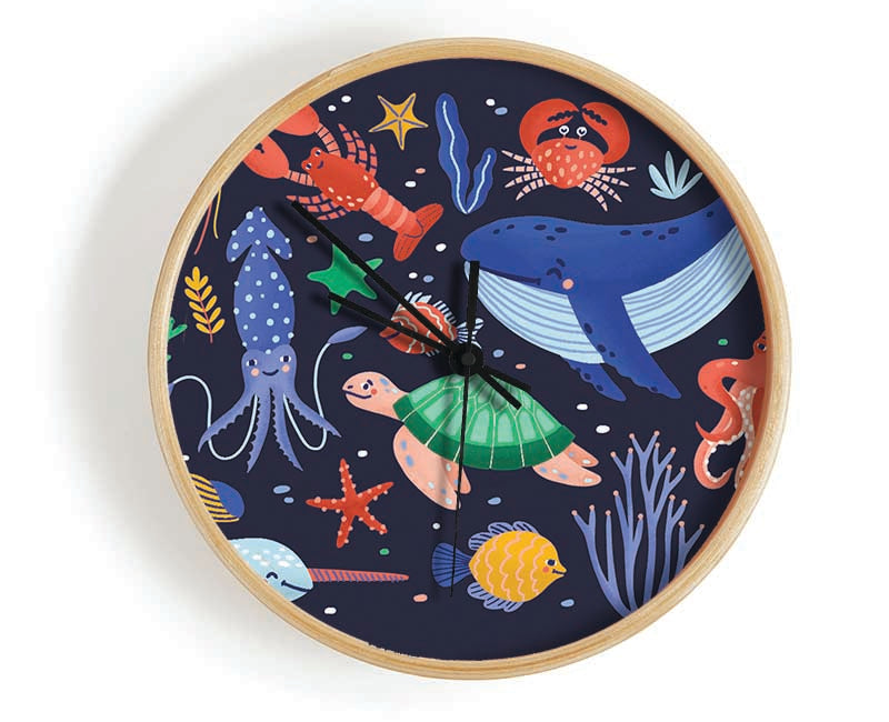 Creatures Of The Sea Childrens Clock - Wallart-Direct UK