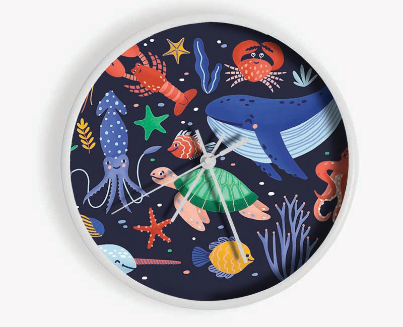 Creatures Of The Sea Childrens Clock - Wallart-Direct UK