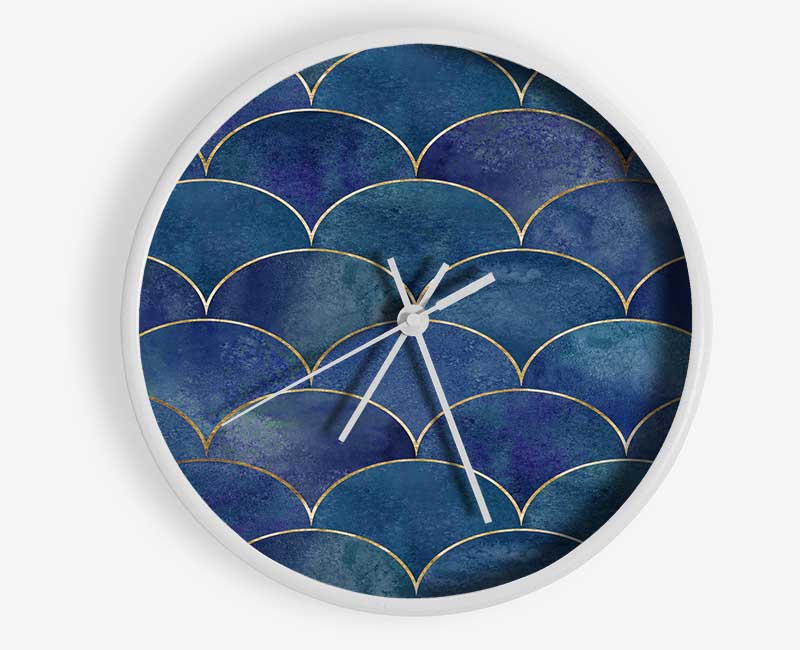 Half Circle Blue Pattern Clock - Wallart-Direct UK