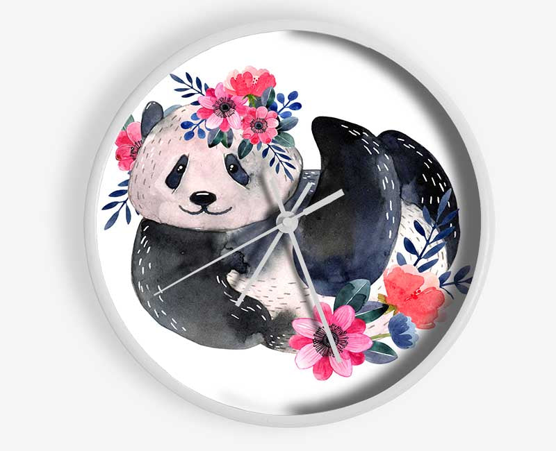 Cute Floral Panda Clock - Wallart-Direct UK