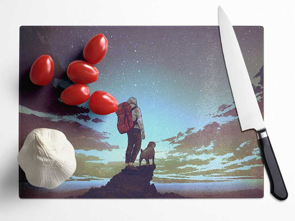 Hiking With The Dog Glass Chopping Board