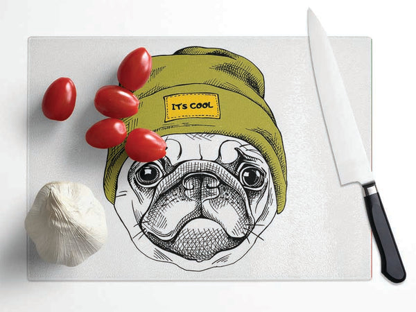 Pug Life Beanie Glass Chopping Board