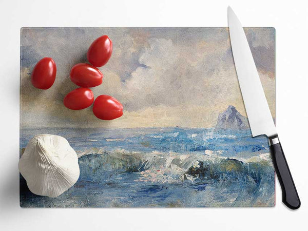 Dull Skies Over The Crashing Waves Glass Chopping Board