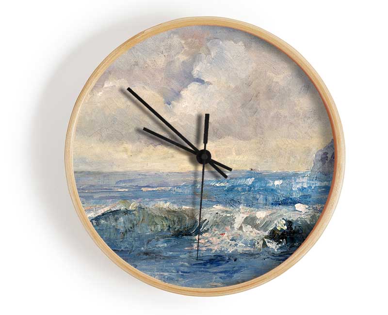 Dull Skies Over The Crashing Waves Clock - Wallart-Direct UK