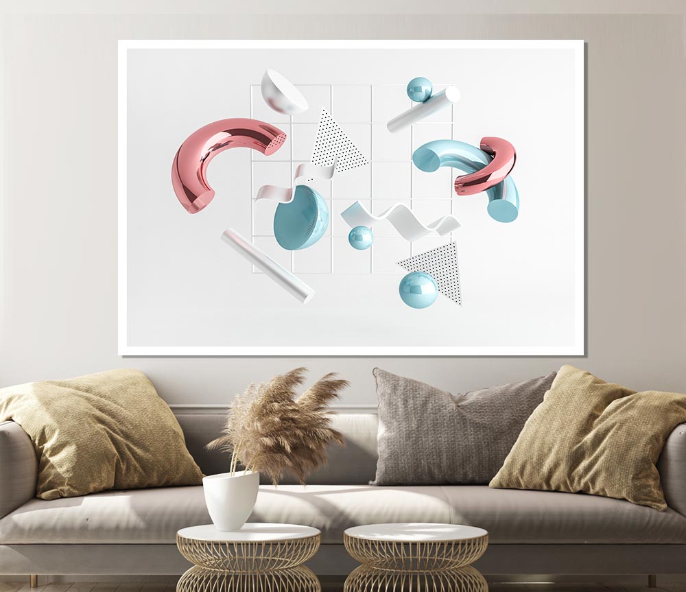 Three Dimensional Shapes Print Poster Wall Art