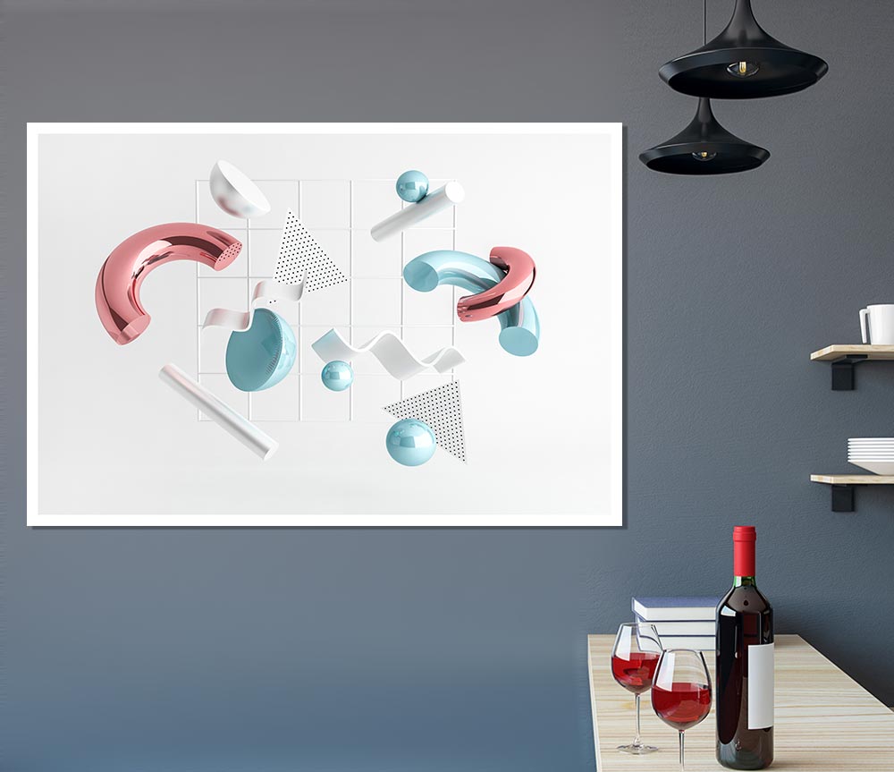 Three Dimensional Shapes Print Poster Wall Art