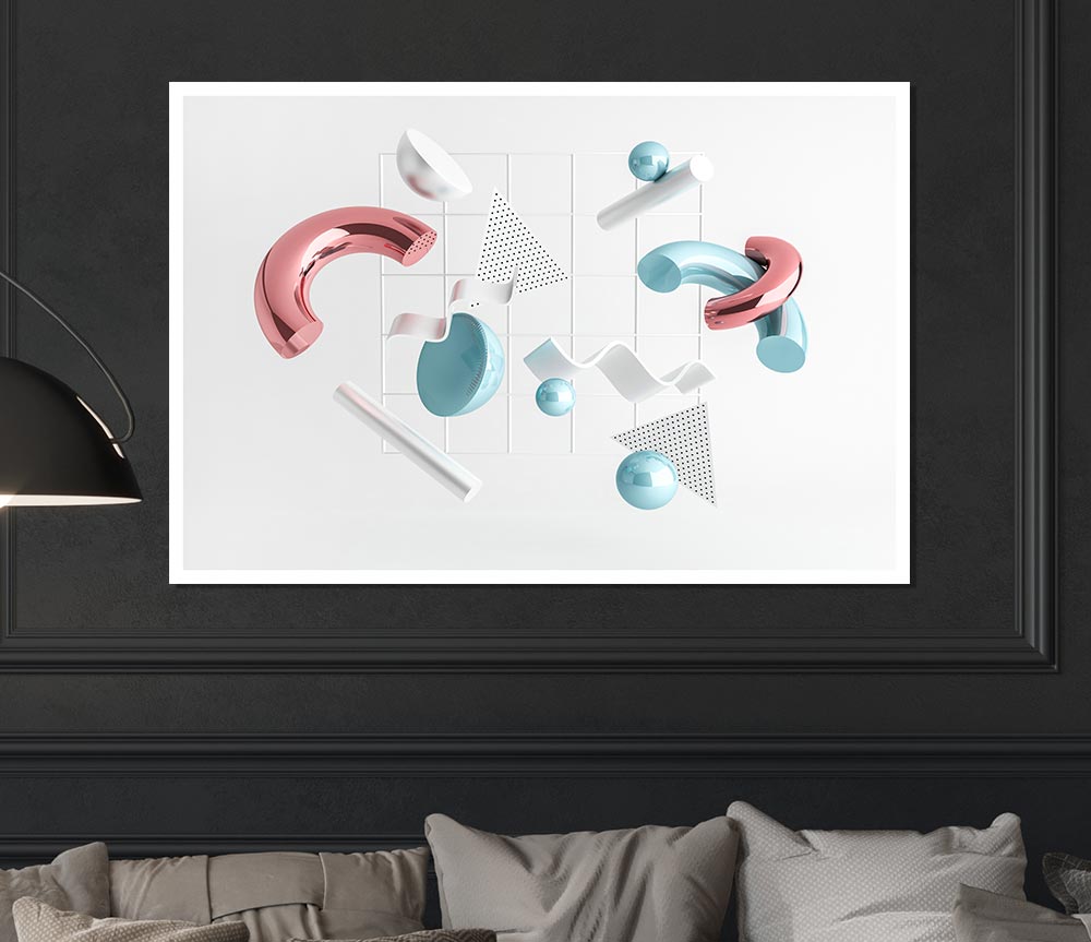 Three Dimensional Shapes Print Poster Wall Art