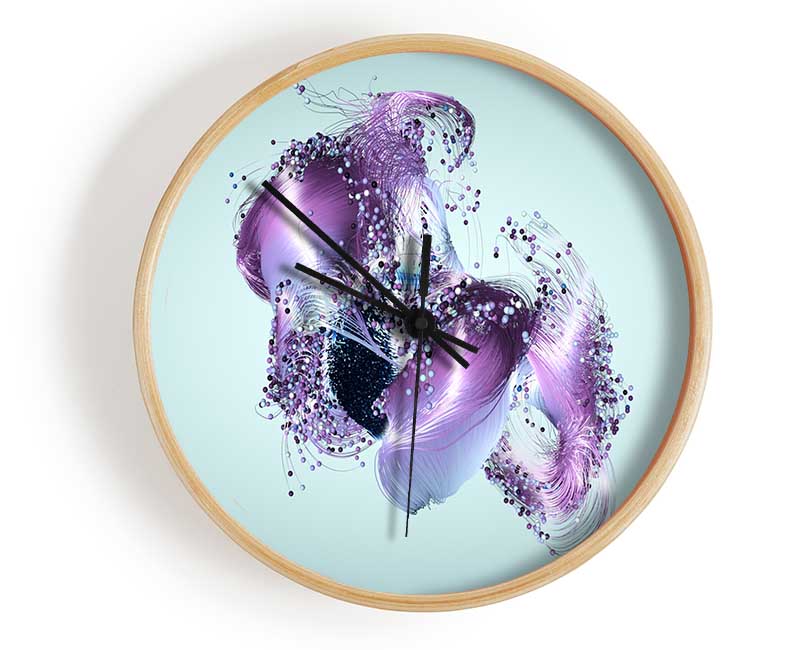 Lilac Petal Abstract Clock - Wallart-Direct UK