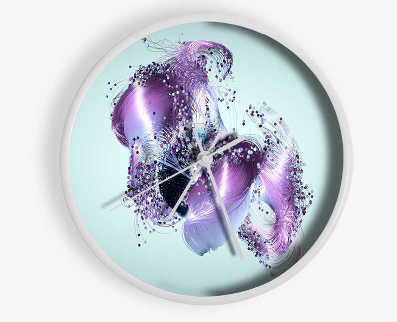 Lilac Petal Abstract Clock - Wallart-Direct UK