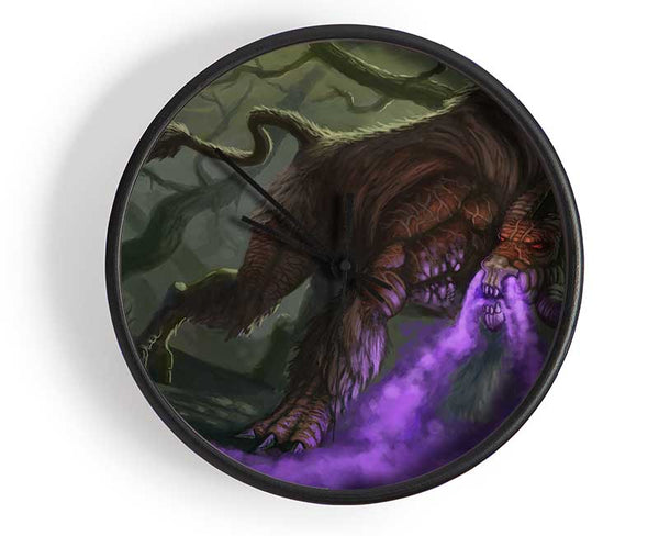 Purple Smoke Breathing Creature Clock - Wallart-Direct UK