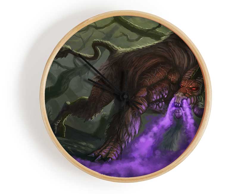 Purple Smoke Breathing Creature Clock - Wallart-Direct UK