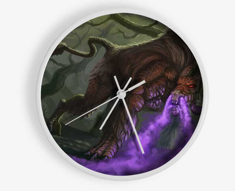 Purple Smoke Breathing Creature Clock - Wallart-Direct UK