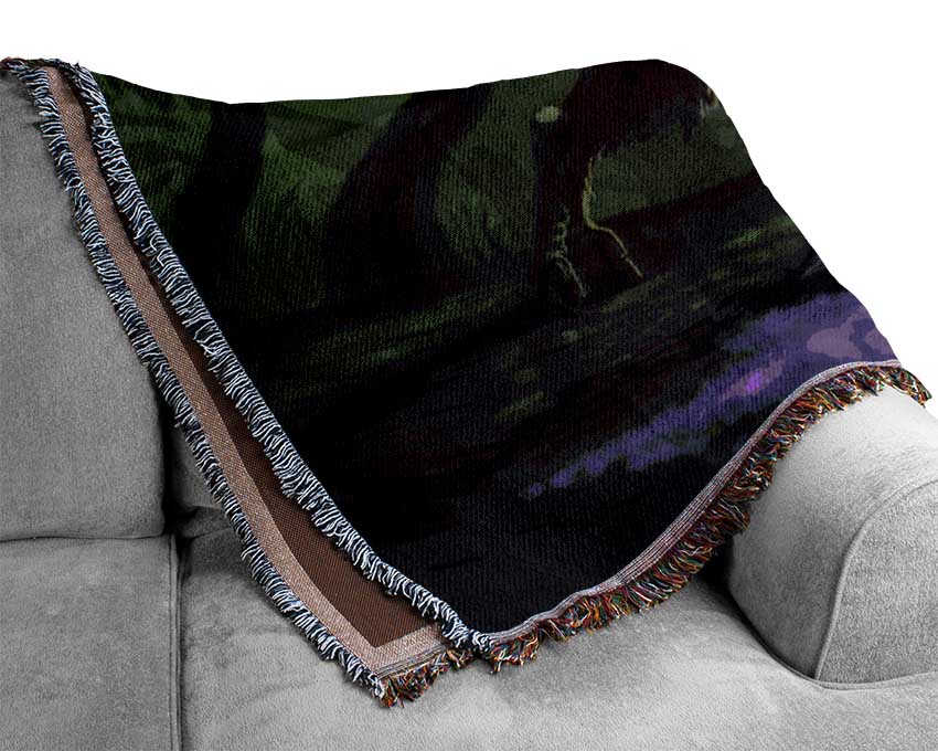 Purple Smoke Breathing Creature Woven Blanket