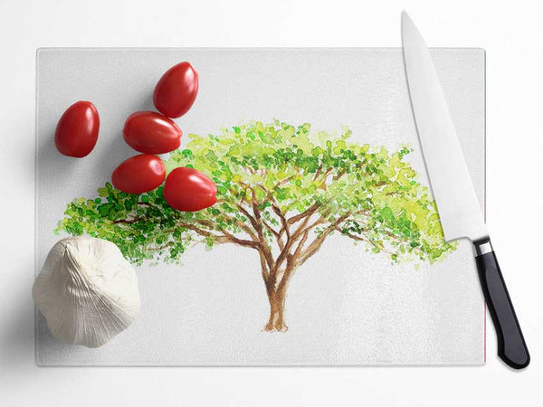 Green Tree In The Savannah Glass Chopping Board