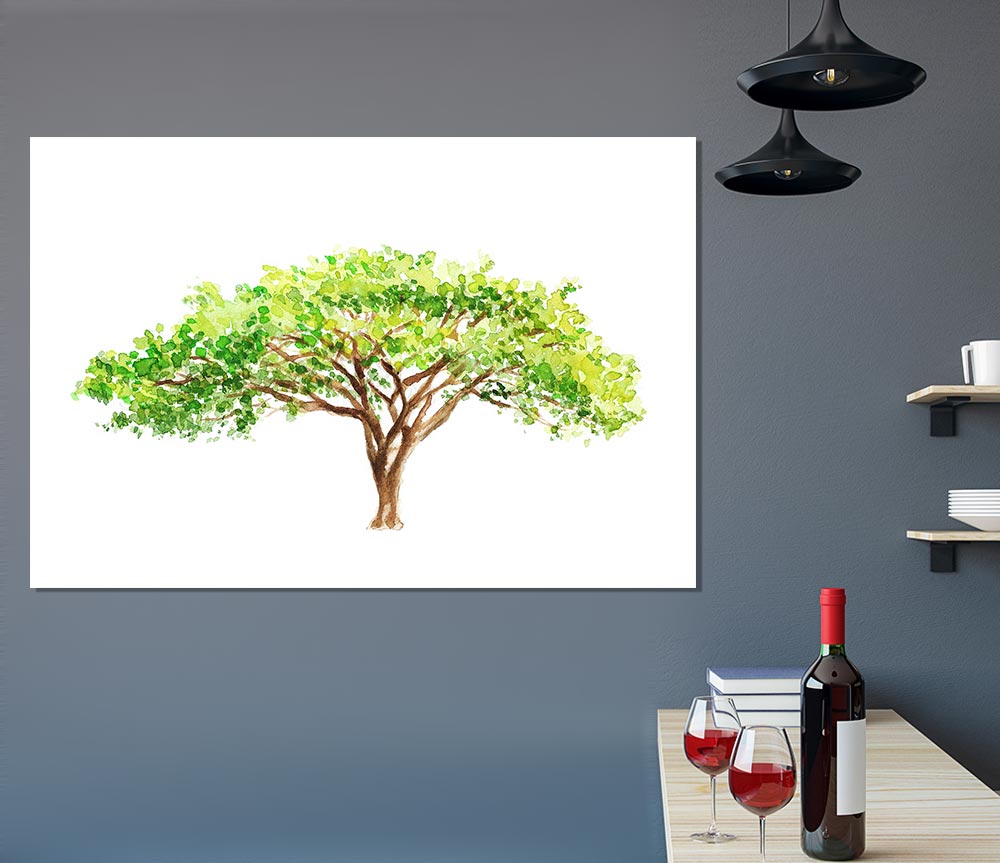 Green Tree In The Savannah Print Poster Wall Art