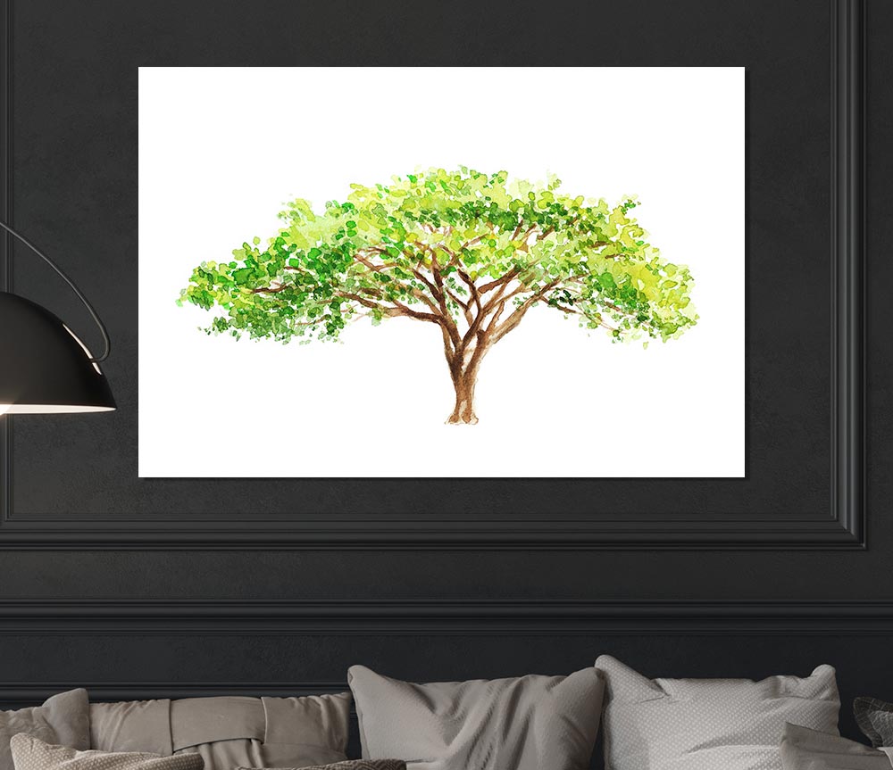 Green Tree In The Savannah Print Poster Wall Art