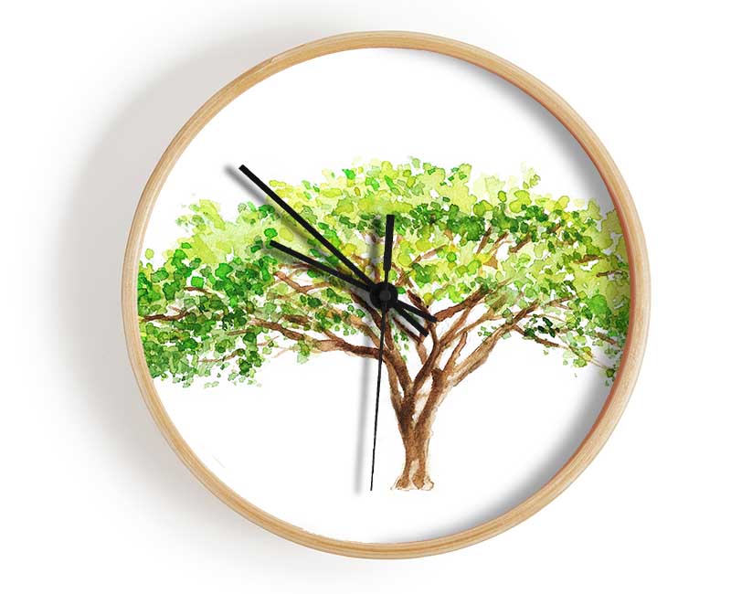 Green Tree In The Savannah Clock - Wallart-Direct UK