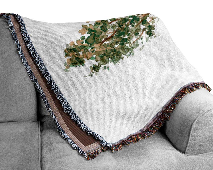 Green Tree In The Savannah Woven Blanket