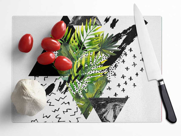 Black Triangle Modern Branch Glass Chopping Board