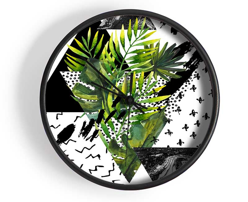 Black Triangle Modern Branch Clock - Wallart-Direct UK