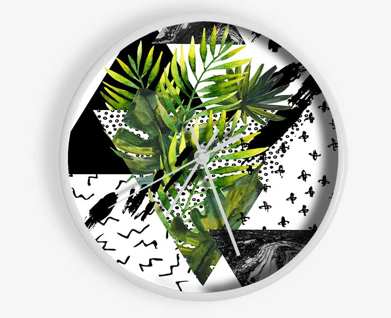 Black Triangle Modern Branch Clock - Wallart-Direct UK