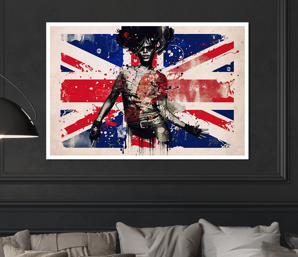 Union Jack Woman Print Poster Wall Art