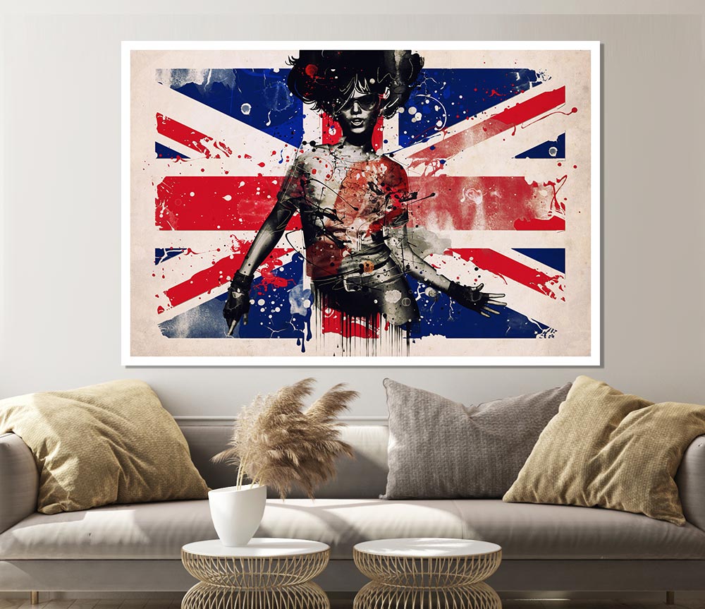 Union Jack Woman Print Poster Wall Art