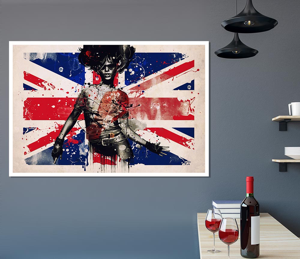 Union Jack Woman Print Poster Wall Art