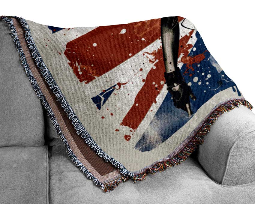 Union Jack Woman Woven Blanket