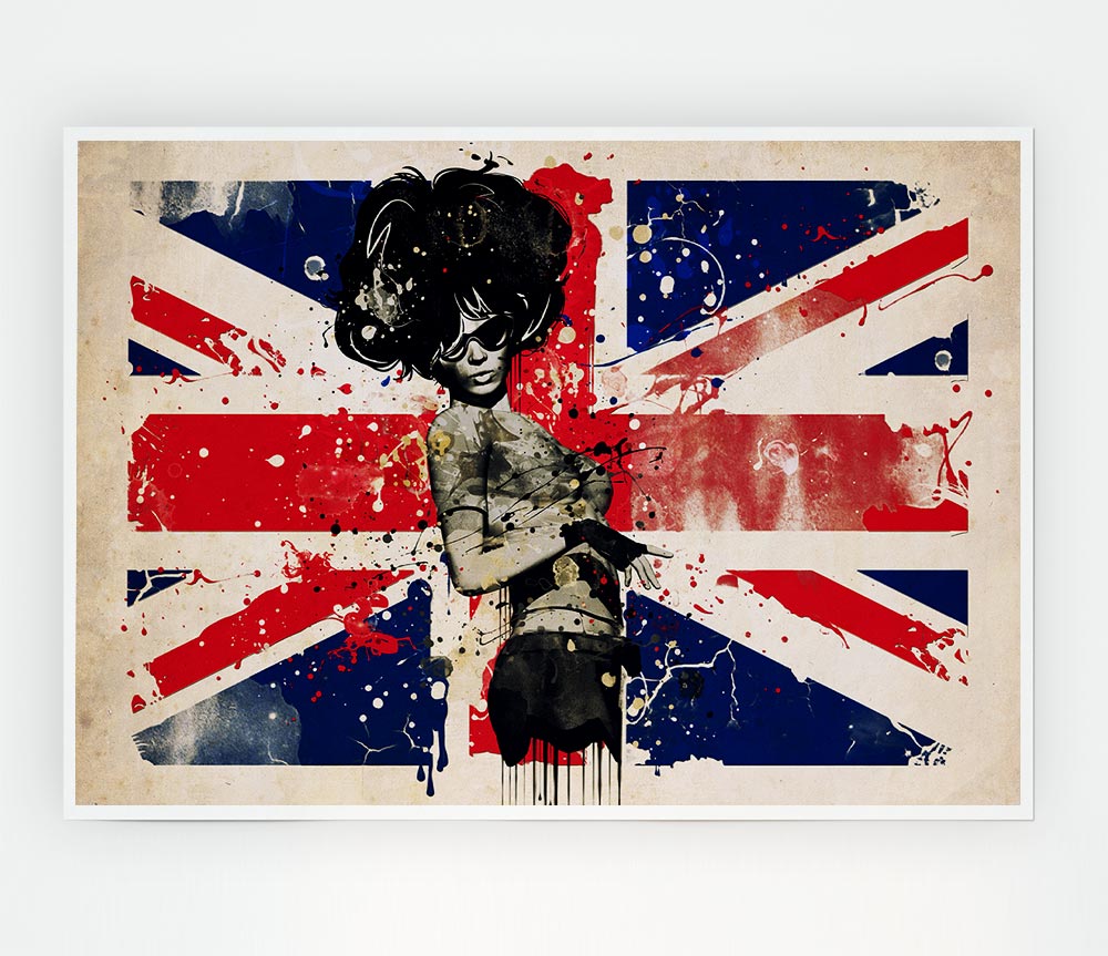 Union Jack Woman Side Print Poster Wall Art