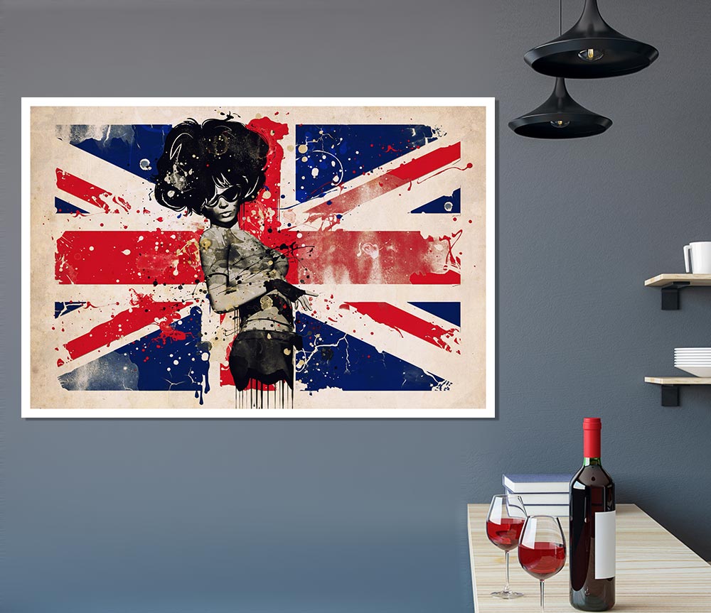 Union Jack Woman Side Print Poster Wall Art