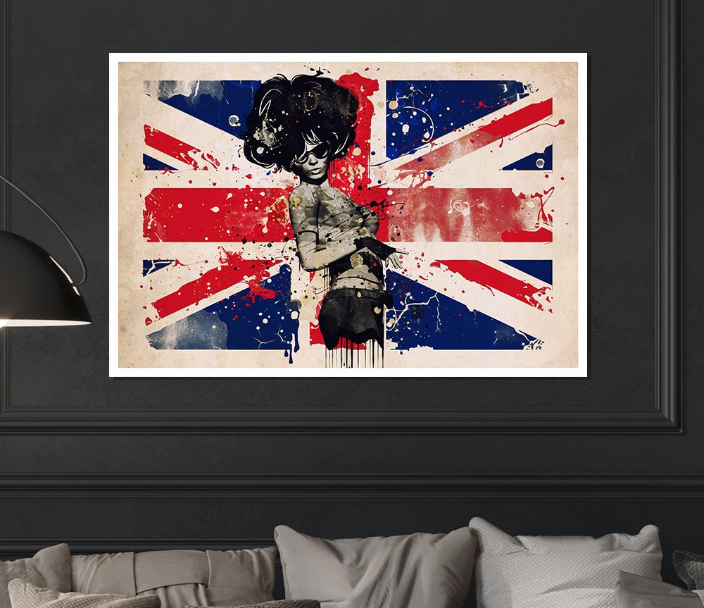 Union Jack Woman Side Print Poster Wall Art