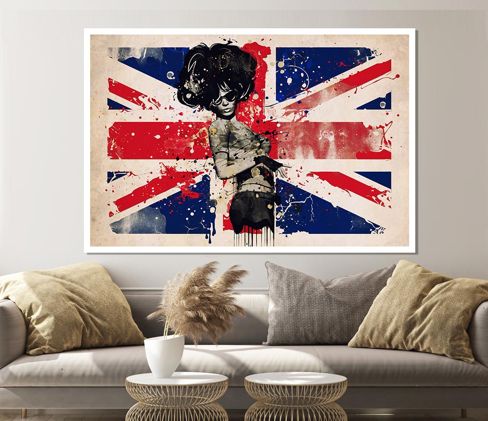 Union Jack Woman Side Print Poster Wall Art