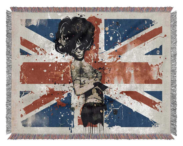 Union Jack Woman Side Woven Blanket