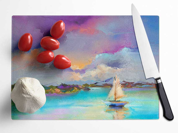 Turquoise Boating Lake Glass Chopping Board