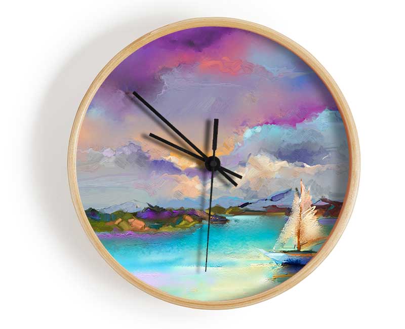 Turquoise Boating Lake Clock - Wallart-Direct UK