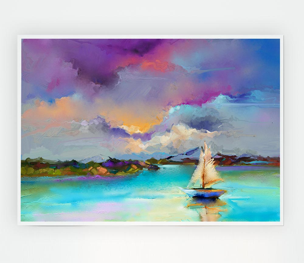 Turquoise Boating Lake Print Poster Wall Art