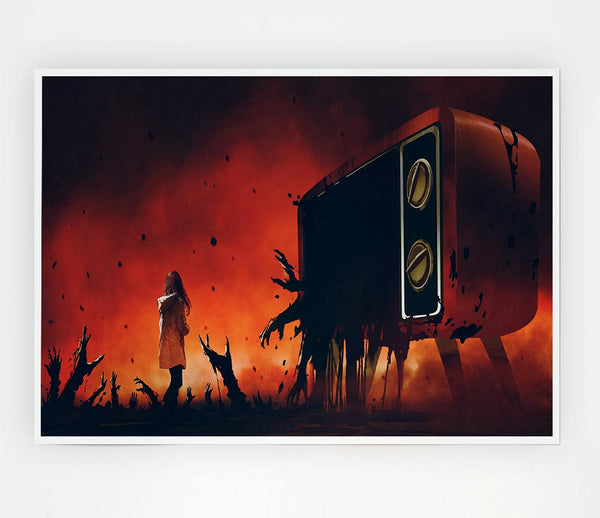 The Walking Tv Horror Print Poster Wall Art