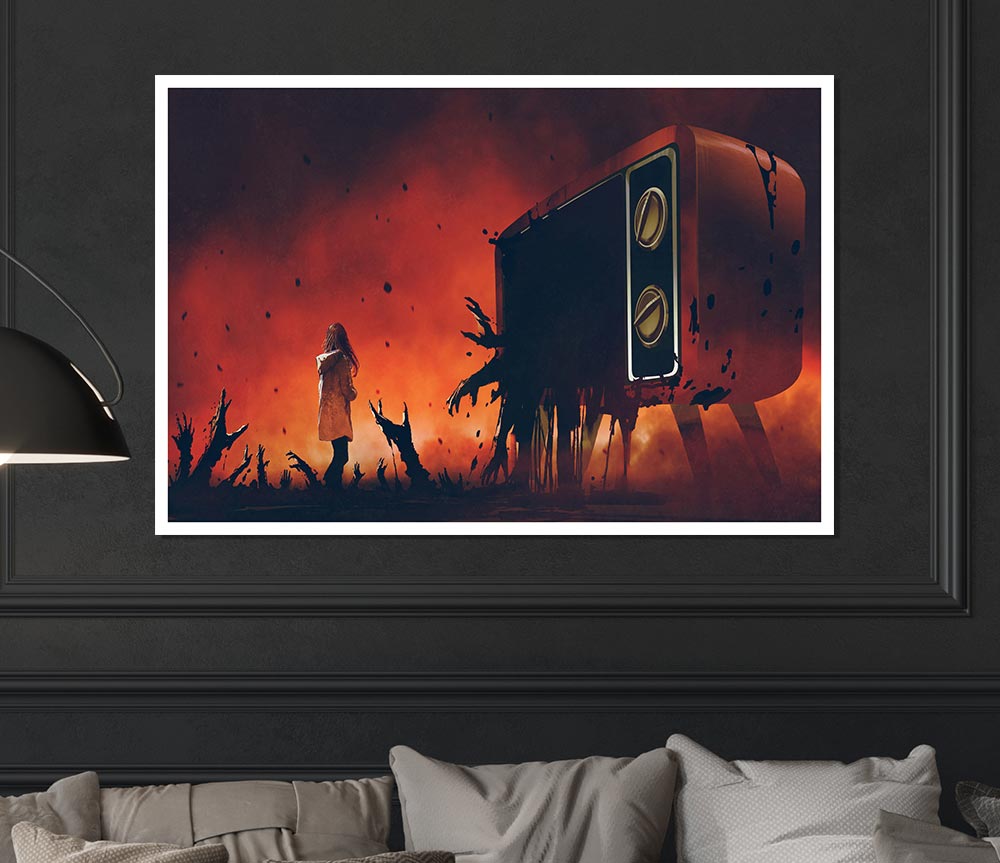 The Walking Tv Horror Print Poster Wall Art