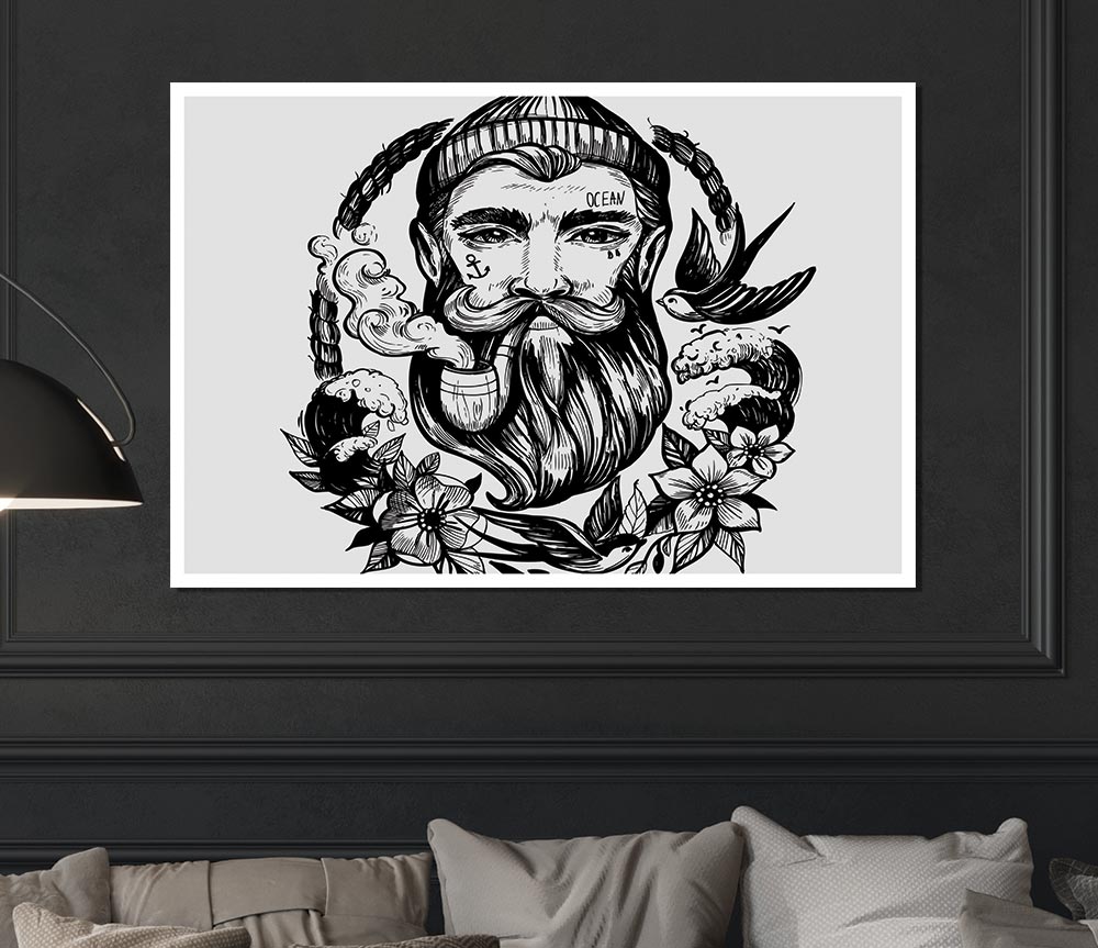 The Bearded Sailor Print Poster Wall Art